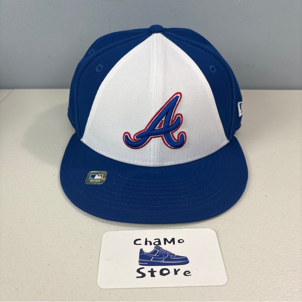 New Era Atlanta Braves MLB City Connect Cap White Blue 59Fifty Men's Sz